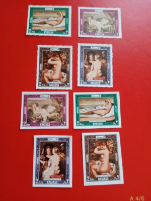 AJMAN, PICTURA NUD - SERIE COMPLETĂ PERF./IMPERF. MNH foto