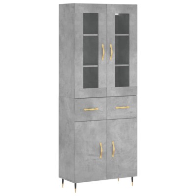 Dulap inalt, gri beton, 69,5x34x180, lemn compozit foto