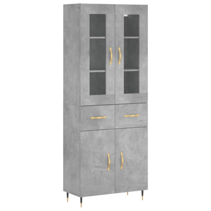 Dulap inalt, gri beton, 69,5x34x180, lemn compozit