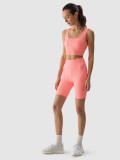 Colanți ciclism din tricot striat pentru femei - culoarea coral, 4F Sportswear
