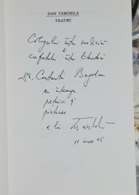 Teatru - Dan Tarchila Contine dedicatie, data si semnatura autorului foto
