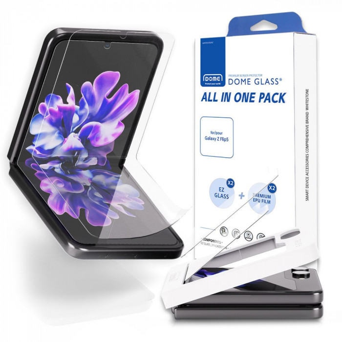 Set 2 folii de protectie WhiteBej All-In-One pentru Samsung Galaxy Z Flip 5 Transparent