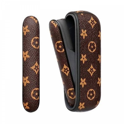 Husa de protectie din piele ecologica si capac din plastic eMazing pentru IQOS 3.0 DUO, anti-soc si anti-zgarieturi, 20g, 12x4x2 cm, maro foto