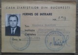 Permis de intrare Casa Ziaristilor din Bucuresti/ 1971