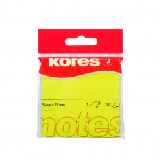 Notite Adezive Kores, 100 File, 75x75 mm, Galben Neon, Bloc Notes, Sticky Notes, Post-it, Post-it-uri, Bloc de Hartie, Notite pentru Birou, Notite Ade