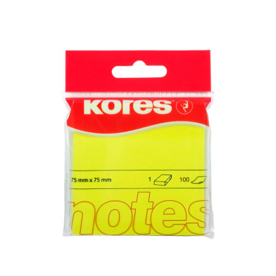 Notite Adezive Kores, 100 File, 75x75 mm, Galben Neon, Bloc Notes, Sticky Notes, Post-it, Post-it-uri, Bloc de Hartie, Notite pentru Birou, Notite Ade foto