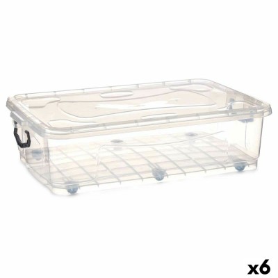 Cutie de depozitare cu roți Kipit Transparent Plastic 40 L 46,5 x 20 x 72,2 cm (6 Unități) foto