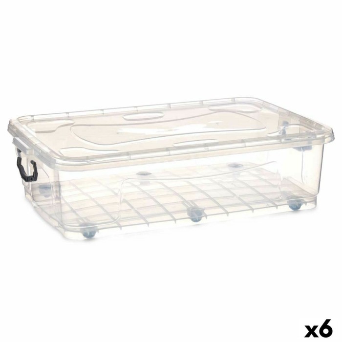 Cutie de depozitare cu roți Kipit Transparent Plastic 40 L 46,5 x 20 x 72,2 cm (6 Unități)