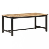 Masă bucătărie vidaXL, 180x90x76 cm, lemn masiv mango nefinisat, maro, stil industrial