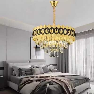 Candelabru Cristal PIERREFONDS Eleganza 8x E14, Diametru 49cm, Auriu, Inaltime Reglabila foto