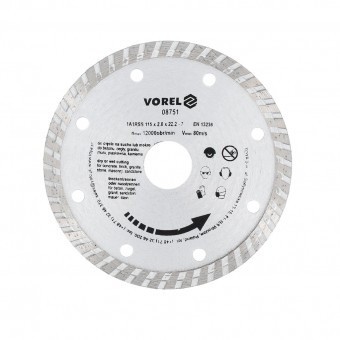 Disc diamantat turbo, Vorel, diametru exterior 115 mm, diametru interior 22.2 mm. foto