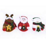 Set 12 Decoratiuni Craciun Tacamuri Masa: Mos Craciun, Ren, Om de Zapada, Fetru, 10x13.5cm