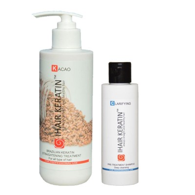 Kit tratament keratina Kacao 250 ml cu Sampon clarifiant 100 ml Ihair Keratin foto