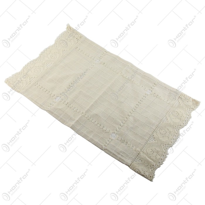 Servetel cu dantela 50&times;30 CM, din bumbac, crem