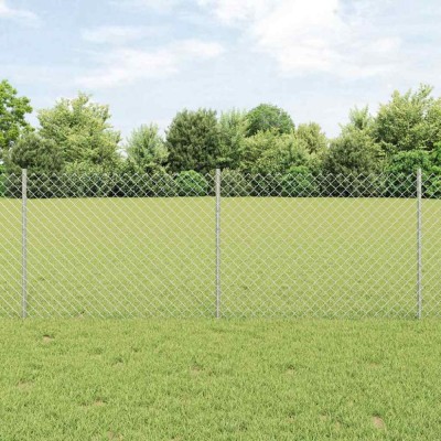 vidaXL &amp;Icirc;ngrădire cu st&amp;acirc;lpi Argintiu 0.8 x 10 m Oțel foto