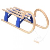 Sanie Pliabila Gossi 110cm, Placaj, Bej/Albastru, Funie Tragere, Sine Metalice, Max 80kg