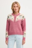 Pepe Jeans pulover din amestec de l&acirc;nă culoarea roz, călduros, PL7000041
