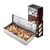 Cutie de afumator pentru gratar eMazing, Inox, 9.6x4.4x22.2 cm, Argintiu
