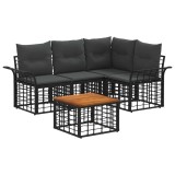 vidaXL Set de canapele de exterior 5 pcs Negru și Gri &icirc;nchis Poliester 3437685