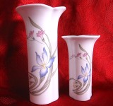 SET VAZA PORTELAN CU DECOR FLORAL 12.5 SI 18 CM