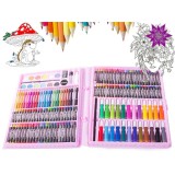 Cumpara ieftin Set pictat si desen, 168 piese, gentuta depozitare tip valiza, roz, 34 x 27 x 4 cm , complet, creativ si ideal pentru copii pasionati de arta
