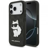 Husa pentru Apple iPhone 18 Pro / 17 Pro, Karl Lagerfeld, Saffiano Mono Patch Choupette, Neagra