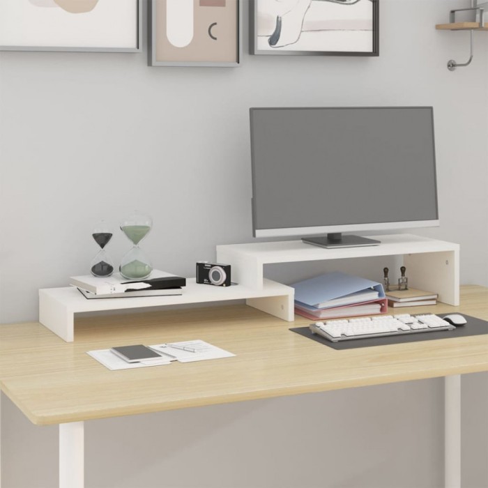 vidaXL Suport pentru monitor, (52-101)x22x14 cm, lemn masiv de pin