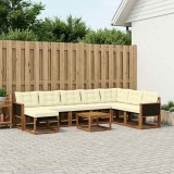 vidaXL Set de canapele de exterior cu pernă 9 pcs Natural și Crem 3382150