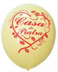 Baloane nunta Casa De Piatra mustar cu scris rosu 30cm set 20 buc foto