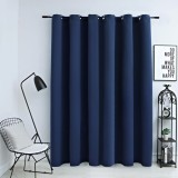 Draperie Opaque Albastră 290x245 cm vidaXL, Inele Metalice, Poliester, Blocare Lumină, Design Modern