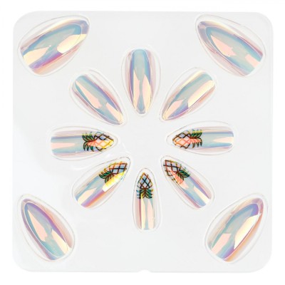 Unghii False Beaux Design Holografice Ananas Set 12buc foto