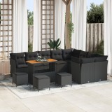 Gossi set de canapea de gradina cu 13 piese, ratan negru, acacia