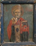 Icoana Veche Sf&acirc;ntul Nicolae pe Lemn, 1879, 33x26 cm