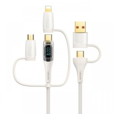 Usams Cablu Shadow Series 6in1, USB-A/Type-C la Type-C/Lightning/Micro, Fast Charging PD ,100W, 1.2m, Bej
