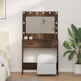 vidaXL Masa de toaletă cu lumini LED, stejar maro, 78,5x41x135 cm