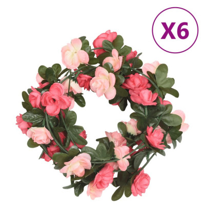 vidaXL Ghirlande de flori artificiale, 6 buc., roze, 240 cm foto