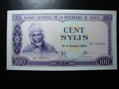 GUINEEA 100 SYLIS 1971 UNC foto