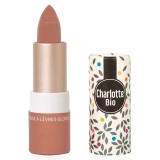 Ruj stralucitor cu unt de shea, ulei de ricin si ceara Bio Nude Moka, 3.5g, Charlotte Bio