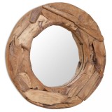 Cumpara ieftin Oglindă decorativă Lemn de tec 60 cm Rotundă