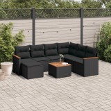 Cumpara ieftin Gossi set mobilier de gradina cu perne, 8 piese, negru, poliratan