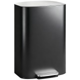 HOMCOM Coș de gunoi bucătărie 50 L coș cu pedală cu funcție menținere deschisă, capac Soft-Close, pedală, negru | Aosom Romania