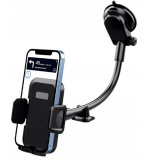 Cumpara ieftin Suport telefon auto cu ventuza pentru bord, aluminiu, prindere tripla, negru