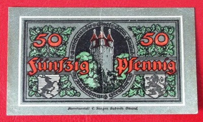Germania notgeld 50 pfennig 1920 Schw&amp;auml;bisch-Gm&amp;uuml;nd ** foto