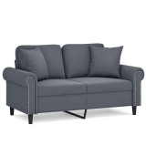 Cumpara ieftin Canapea cu 2 locuri cu pernute, gri inchis, 120 cm, catifea