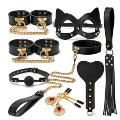 Set BDSM Luxury Cat Woman 8 Piese, Negru, Guilty Toys