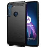 Husa Motorola One Fusion Plus Techsuit Carbon Silicone, negru