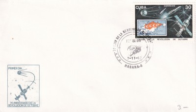 FILATELIE TEMATICA - PLIC CUBA FDC TEMATICA SPATIU SATELITI foto