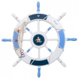 Roata decorativa din MDF 50cm model carma marina alb/bleu Zilan ZTS8036