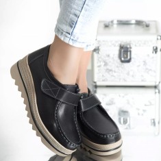 Pantofi cu platforma taylor negru piele naturala, 38