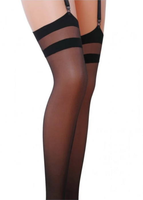 Ciorapi Sexy cu Banda Elastica, 17 DEN, Negru, M/L